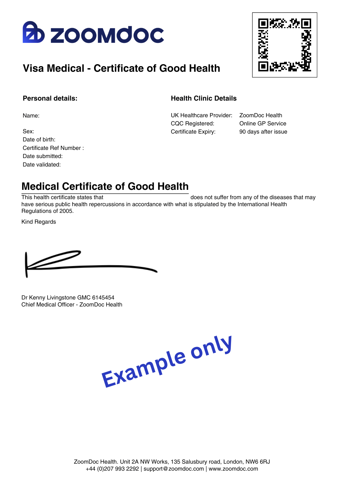 Apostille for Medical Certificate (example)