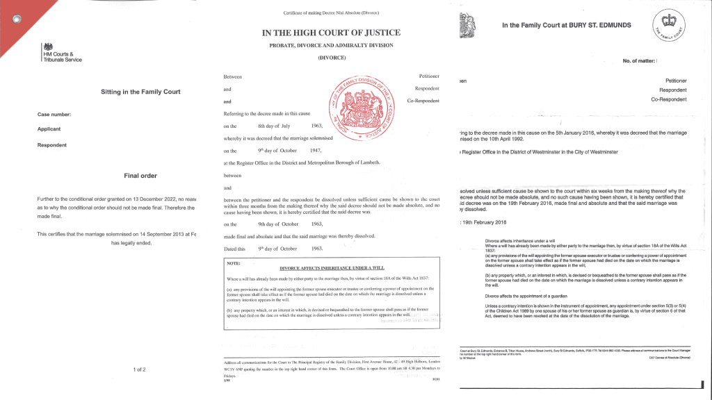 Final Order-Divorce Decree-Examples