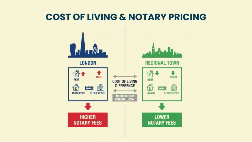 Impact of London cost of living on notary service pricing