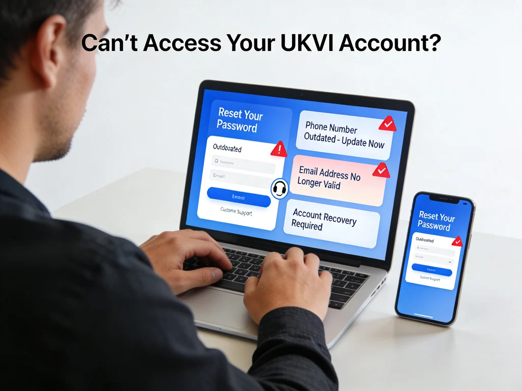 Lost ukvi account access Person locked out of UKVI account after changing phone or email