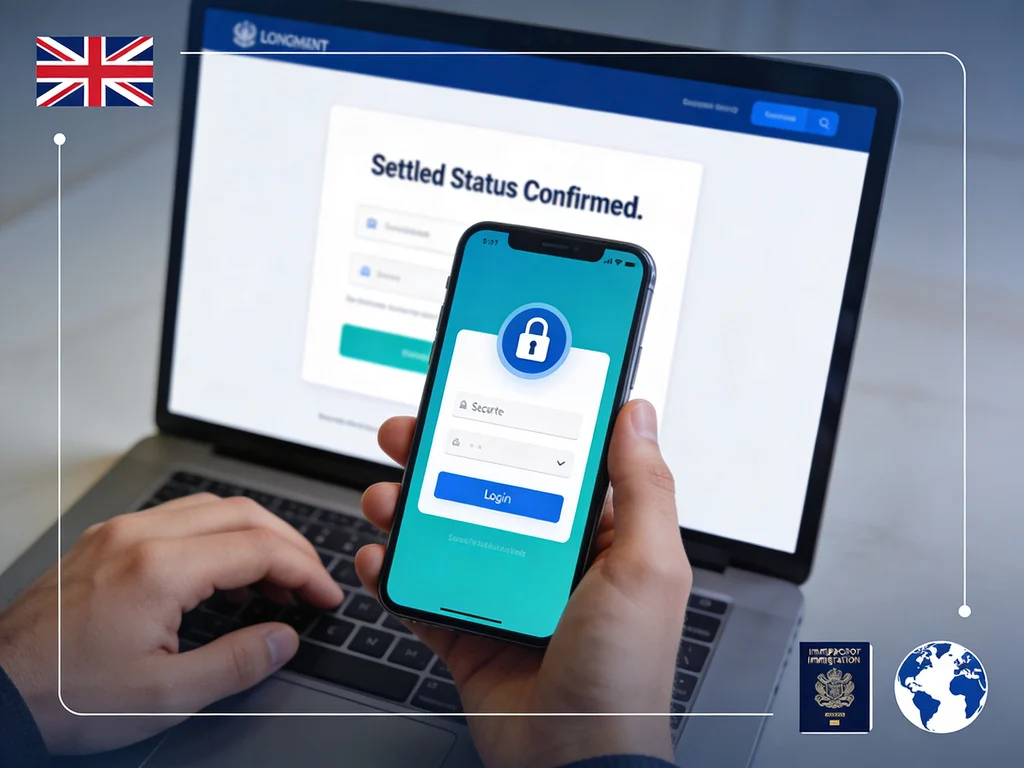 Proof settled status ukvi Person viewing proof of settled status in UKVI online account